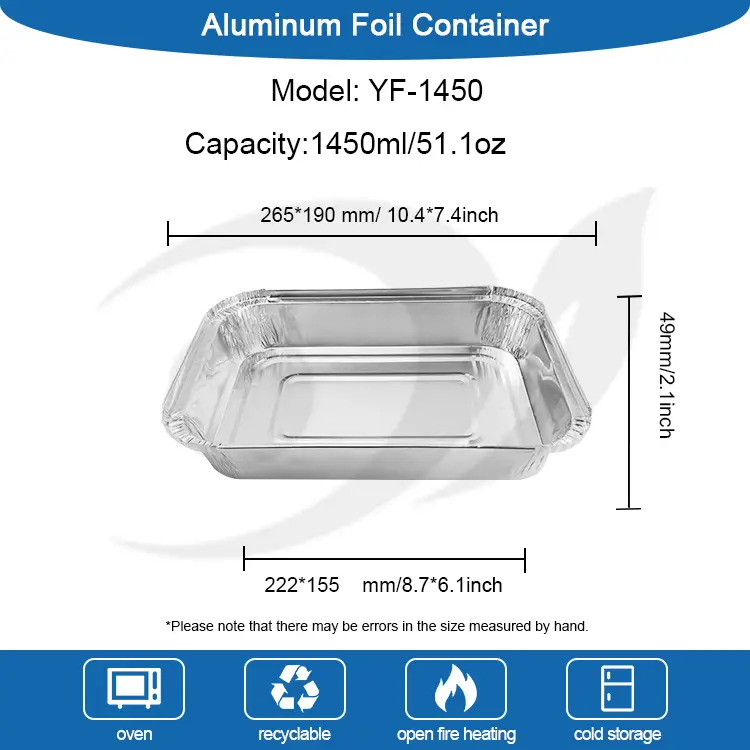 Rectangulum pistoria Sheet Silver Aluminium Foil Containers