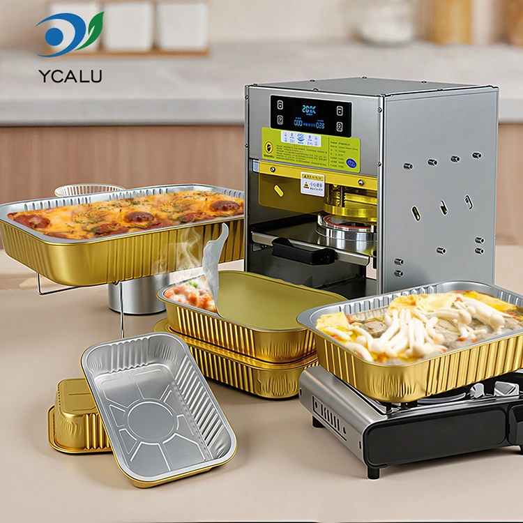 Automatic Caloris signantes Machina cum Aurum Aluminium Foil Containers